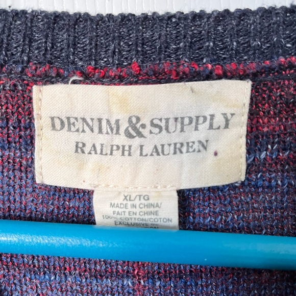 Vintage Ralph Lauren Denim & Supply Cotton Henley Sweater Aztec Southwestern - Picture 10 of 13